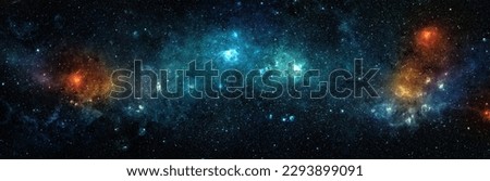 Space scene with stars in the galaxy. Panorama. Universe filled with stars, nebula and galaxy. Elements of this image furnished by NASA. Royalty-Free Stock Photo #2293899091