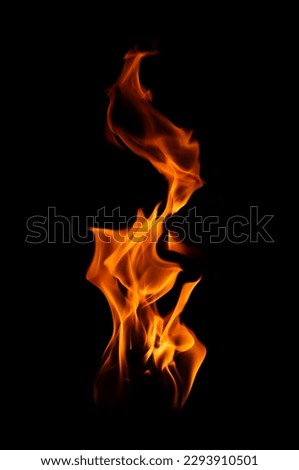 Burning flame isolated on dark background Royalty-Free Stock Photo #2293910501