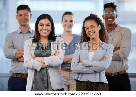 Put us to the test and see why were the best. Portrait of a group of young businesspeople working in a modern office. Royalty-Free Stock Photo #2293911663
