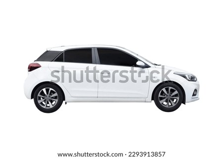 Passenger car isolated on a white background, with clipping path. Full Depth of field. Focus stacking, side view. Royalty-Free Stock Photo #2293913857