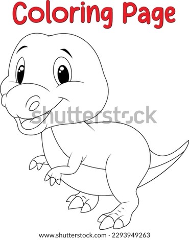 cute dinosaurs  coloring page for kids. Cute cartoon dinosaurs. Black and white vector illustration for coloring book