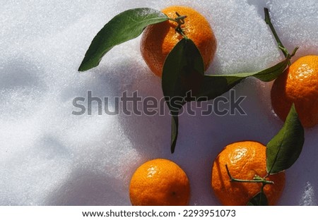                                a bunch of tangerines on the snow