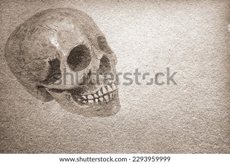 Very old grunge paper with halloween skull