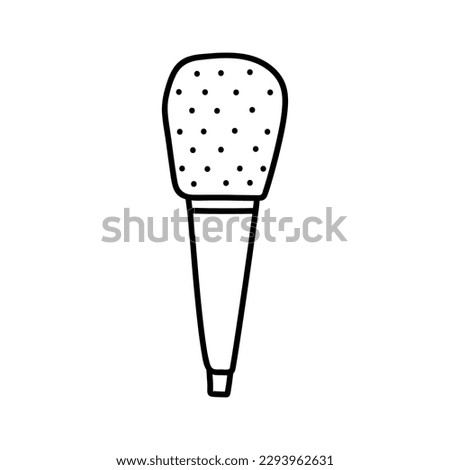 Microphone isolated on white background. Musical item for singing, performances, karaoke. Vector hand-drawn illustration in doodle style. Perfect for cards, decorations, logo.