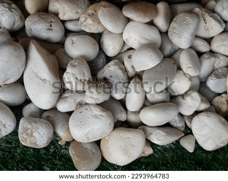 white round pebble cracked stones on plastic green grass floor on bottom screen