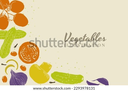 Vegetables illustration hand drawn retro style color vector