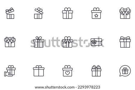 Gift concept. Gift line icon set. Collection of vector signs in trendy flat style for web sites, internet shops and stores, books and flyers. Premium quality icons isolated on white background 