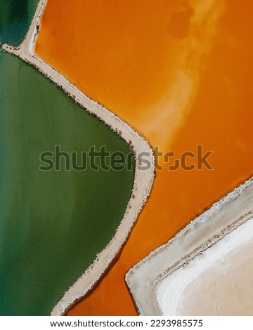 Aerial topdown shot of Vibrant Salt flats pattern