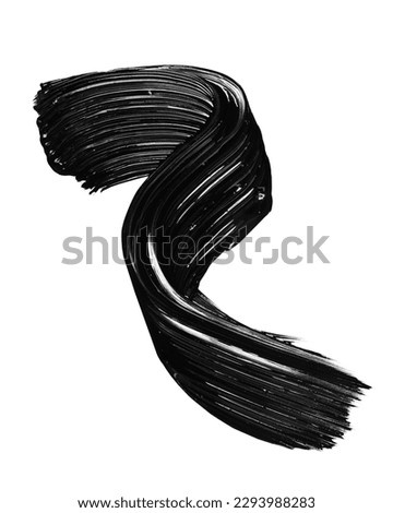 Smudged black mascara on white background. Cosmetic product swatch. Paint brush stroke Royalty-Free Stock Photo #2293988283