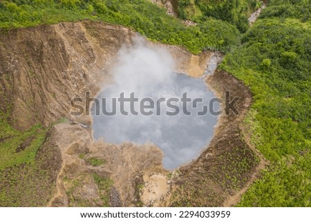 Aerial view of Boiling Lake in the Morne Trois Pitons National Park on the island of Dominica