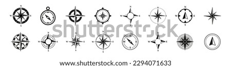Compass icons set. Compass icon collection. Simple symbol.