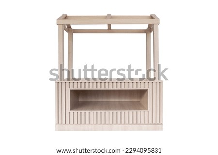 Wooden market stand isolated on white background, with clipping path Royalty-Free Stock Photo #2294095831