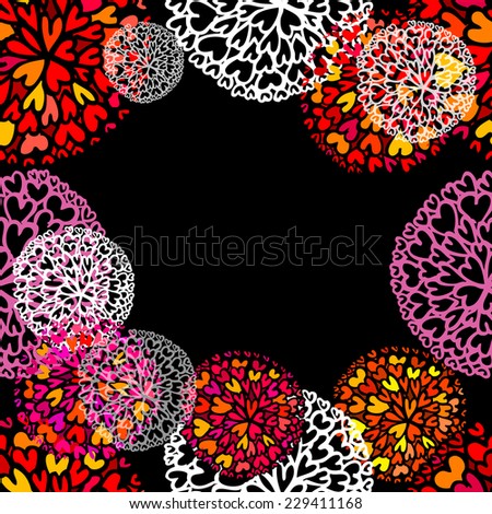 background frame with flowers of hearts. Vector 