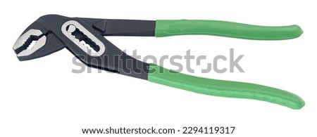 Water pump pliers with green handles isolated on white background Royalty-Free Stock Photo #2294119317