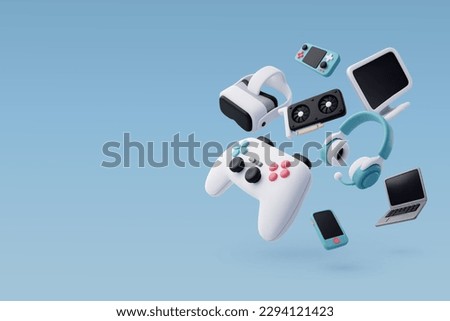 3d Vector set of games icon, Video game and esports, Game concept. Eps 10 Vector Royalty-Free Stock Photo #2294121423