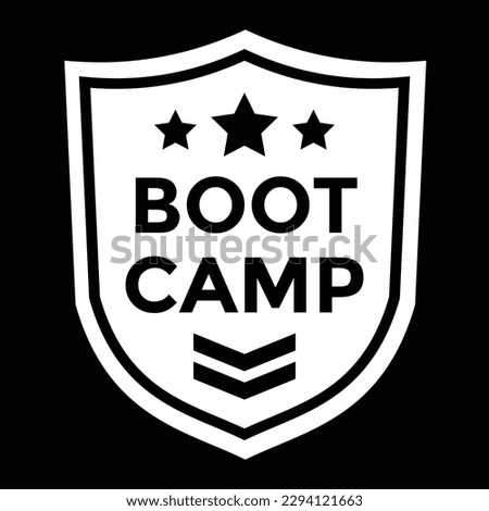 boot camp or bootcamp, airsoft patch, uniform, vector illustration 
