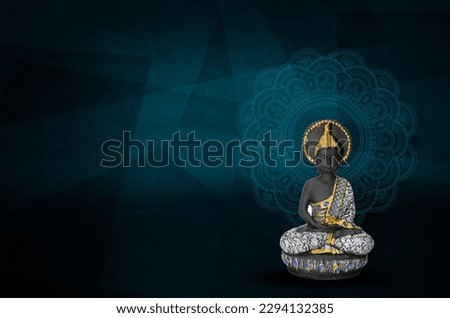 Buddha Purnima, Buddha statue meditation, floral background Royalty-Free Stock Photo #2294132385
