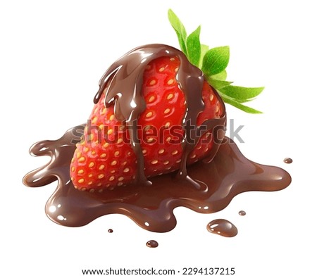 Strawberry fruit dipped in chocolate, isolated on white Royalty-Free Stock Photo #2294137215