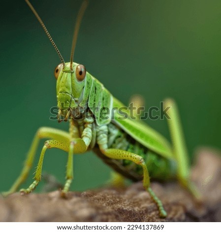 Green Grasshopper macro, maximum depth of field Royalty-Free Stock Photo #2294137869