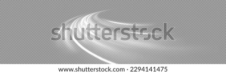Light trail wave, fire path trace line and effect curve twirl. Neon motion effect. White special effect,speed police line. Road  Magic of moving fast lines. Royalty-Free Stock Photo #2294141475