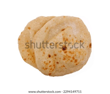 Egyptian Bread with Bran Two loaves aish baladi isolated on white background top view Royalty-Free Stock Photo #2294149711