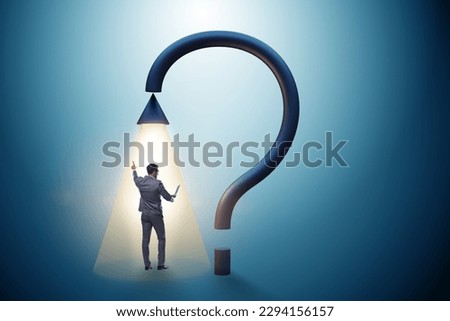 Concept with question mark and businessman