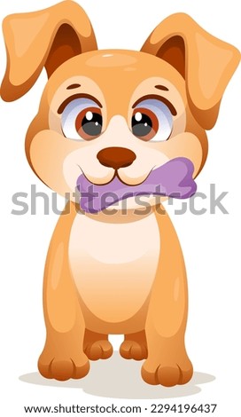 A little and funny dog with bone 