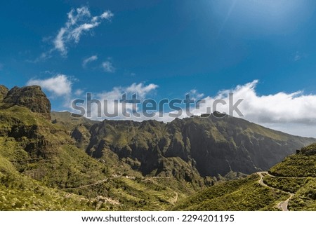 View to Maska valley on sunny March day, Tenerife, Canary islands, Spain