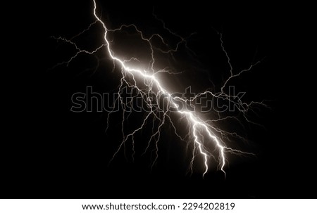 Lightning bolts isolated on black, capturing nature's force, shallow depth of field Royalty-Free Stock Photo #2294202819