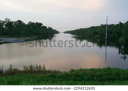 US 61 Bonnet Carré Spillway StCharles Parish Louisiana about 12 miles (19 km) west New Orleans floodwaters from the Mississippi River to flow into Lake Pontchartrain and thence into the Gulf of Mexico Royalty-Free Stock Photo #2294212635