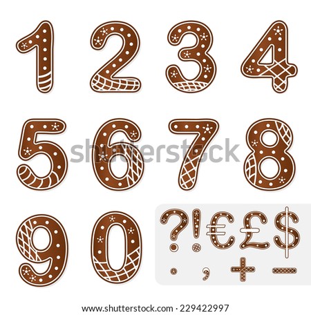 Gingerbread numbers christmas decoration vector illustration