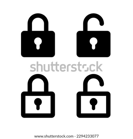 lock unlock flat icon set filled and outline symbols