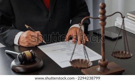 judge and justice lawyer Businessman in suit or lawyer working on documents Law, advice and justice.
