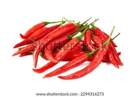 red chili chilli chile cayenne pepper isolated on white background. pile of red chili chilli chile cayenne pepper isolated. heap of red chili chilli chile cayenne pepper isolated Royalty-Free Stock Photo #2294316273