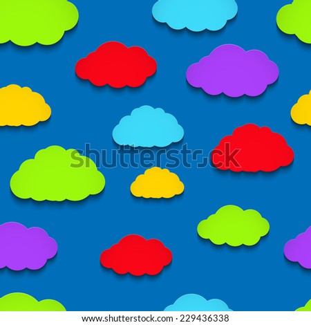 Vector background with colorful paper clouds 