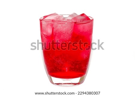 Special menu with water soda red color fresh,picture concept isolated objects,copy space.