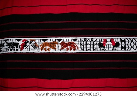 Ao Naga men's traditional shawl - Tsüngkotepsü, warrior shawl created by Ao Naga. Hand woven shawl. Royalty-Free Stock Photo #2294381275