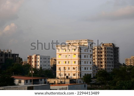Dhaka city at evening time ( Bangladesh ),  Dhaka city residential and financial buildings, Under construction buildings