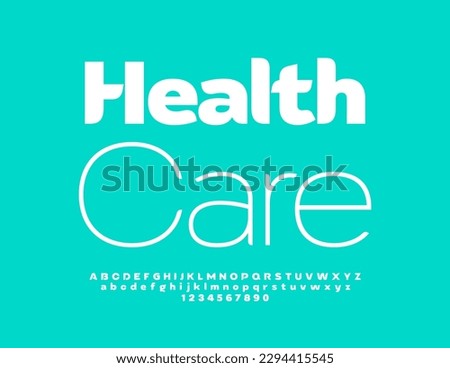 Vector stylish Logo Health Care. Modern creative Font. Artistic Alphabet Letters, and Numbers.