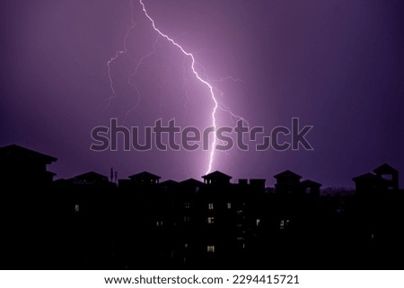 Night sky storm with lightning.