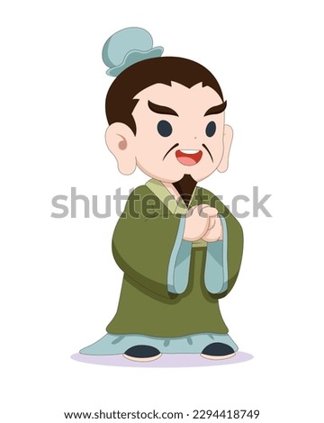 Cute style ancient Chinese scholar greetings cartoon illustration Royalty-Free Stock Photo #2294418749