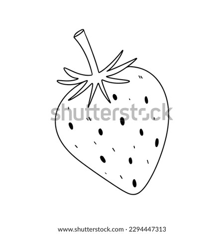 Strawberry in hand drawn doodle style. Vector illustration isolated on white background. Coloring book.
