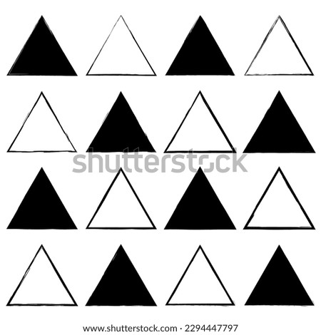 black brush triangle. Vintage pencil sketch. Vector illustration.