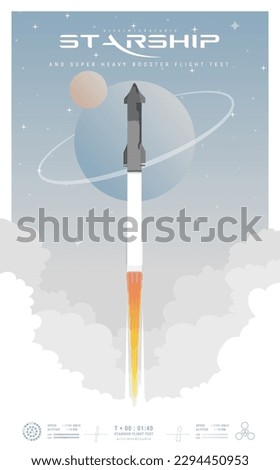 Rocket launching, spaceship and leaving earth planet modern vector posters with minimal color. Universe galaxy rocket, spaceman, shuttle and satellite, lunar rover and spacesuit, space travel explore Royalty-Free Stock Photo #2294450953