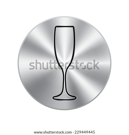 Vector metal button with champagne glasses