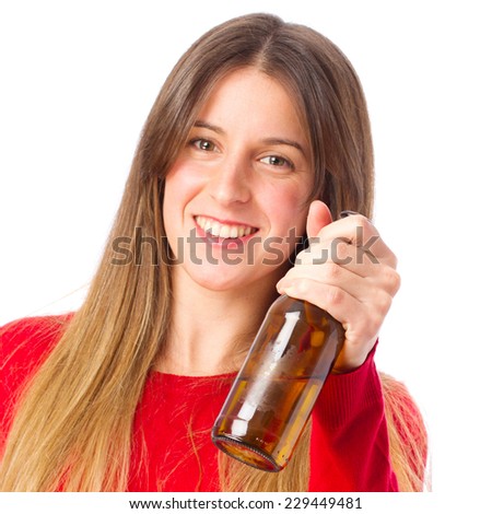 young cool girl offering a beer