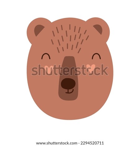 Face Smiling Bear. Scandinavian face bear. Element for print, postcard and poster. Vector illustration