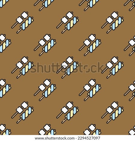 Beautiful square tile featuring a jubilant food design. Seamless pattern with marshmallows on rose vale background. Design for a puncture-proof wrap for nuggets.
