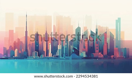 Dubai city UAE amazing futuristic cityscape skyline with luxury skyscrapers future art illustration Royalty-Free Stock Photo #2294534381