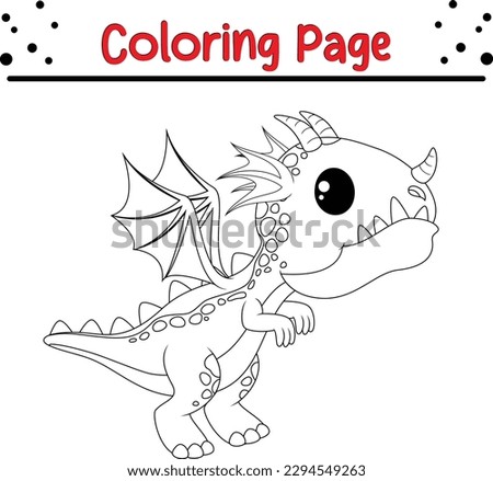 Coloring page for kids cute dragon vector on white background. dragon coloring book.